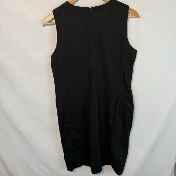 Talbots Dress Sheath Womens Size 8 Black Sleeveless New Faux Leather Trim NWT - Picture 3 of 10